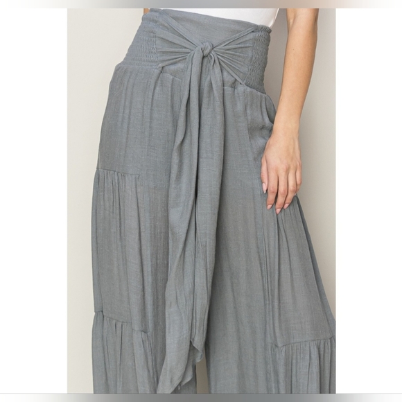 #630 SALE 🛑S,M,L NEW! Fabulous Boho Tie-Front Ruched Tiered Pants - Picture 5 of 12